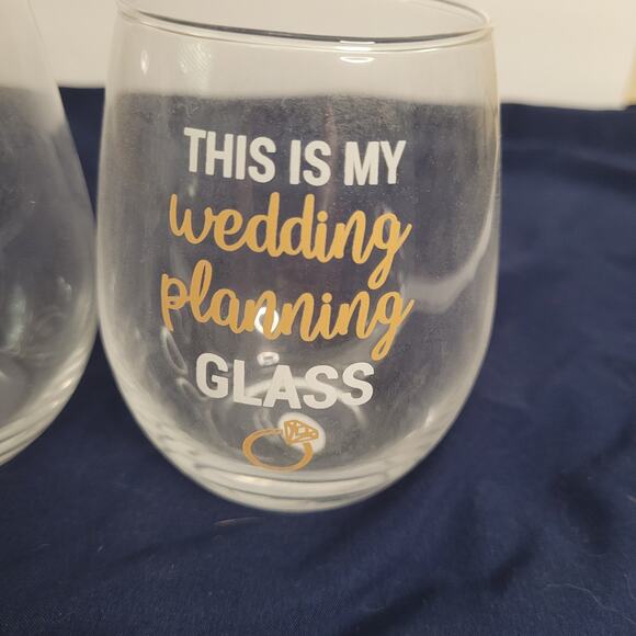 Wedding Planning Stemless Wine Glasses Set - Picture 3 of 7